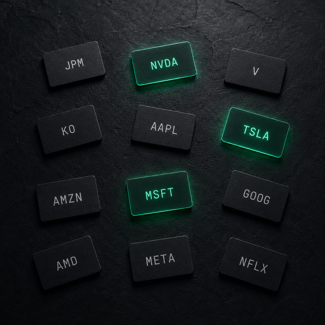 Floating ticker tiles, the ones you hold glowing emerald