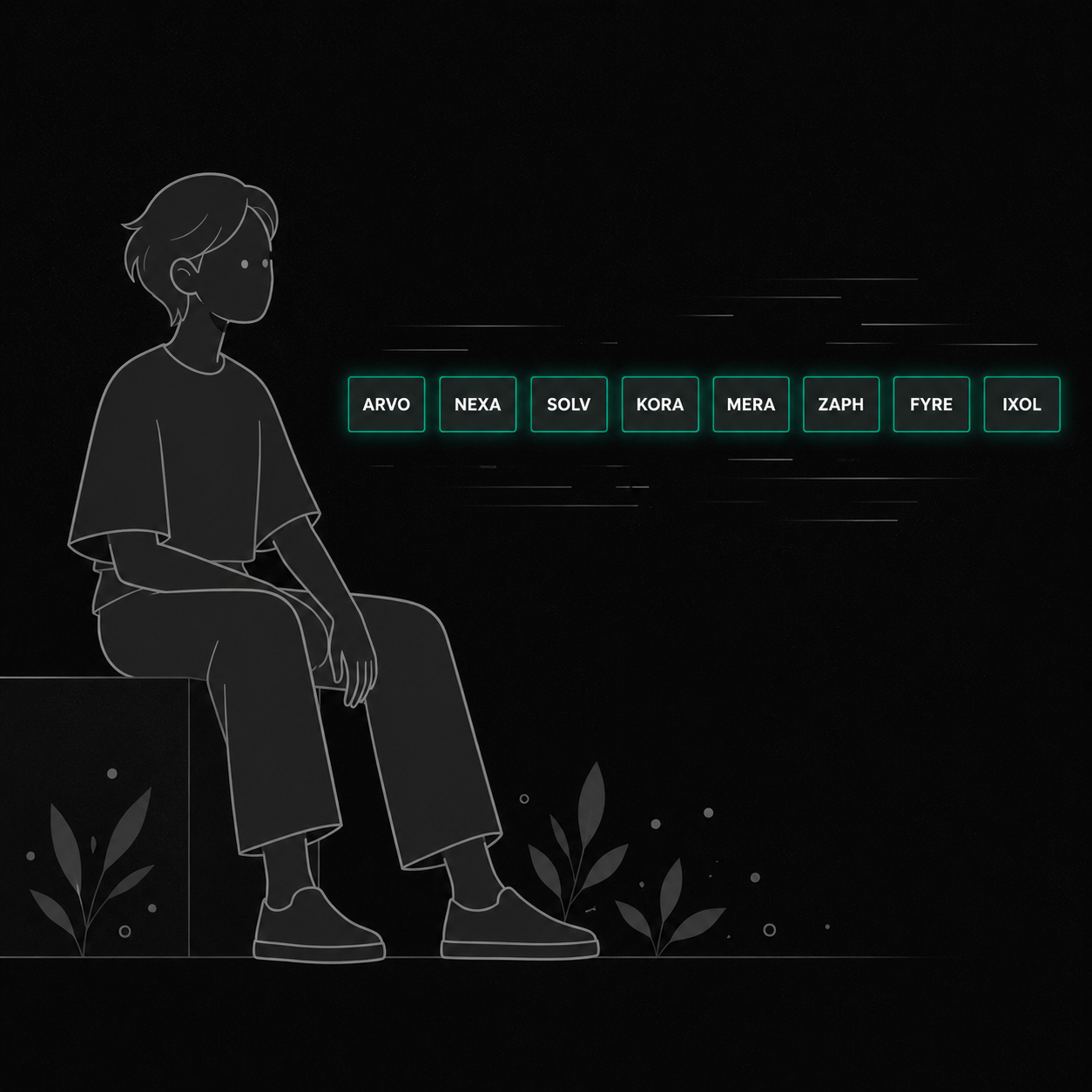 A reader with eight ticker cards floating beside them