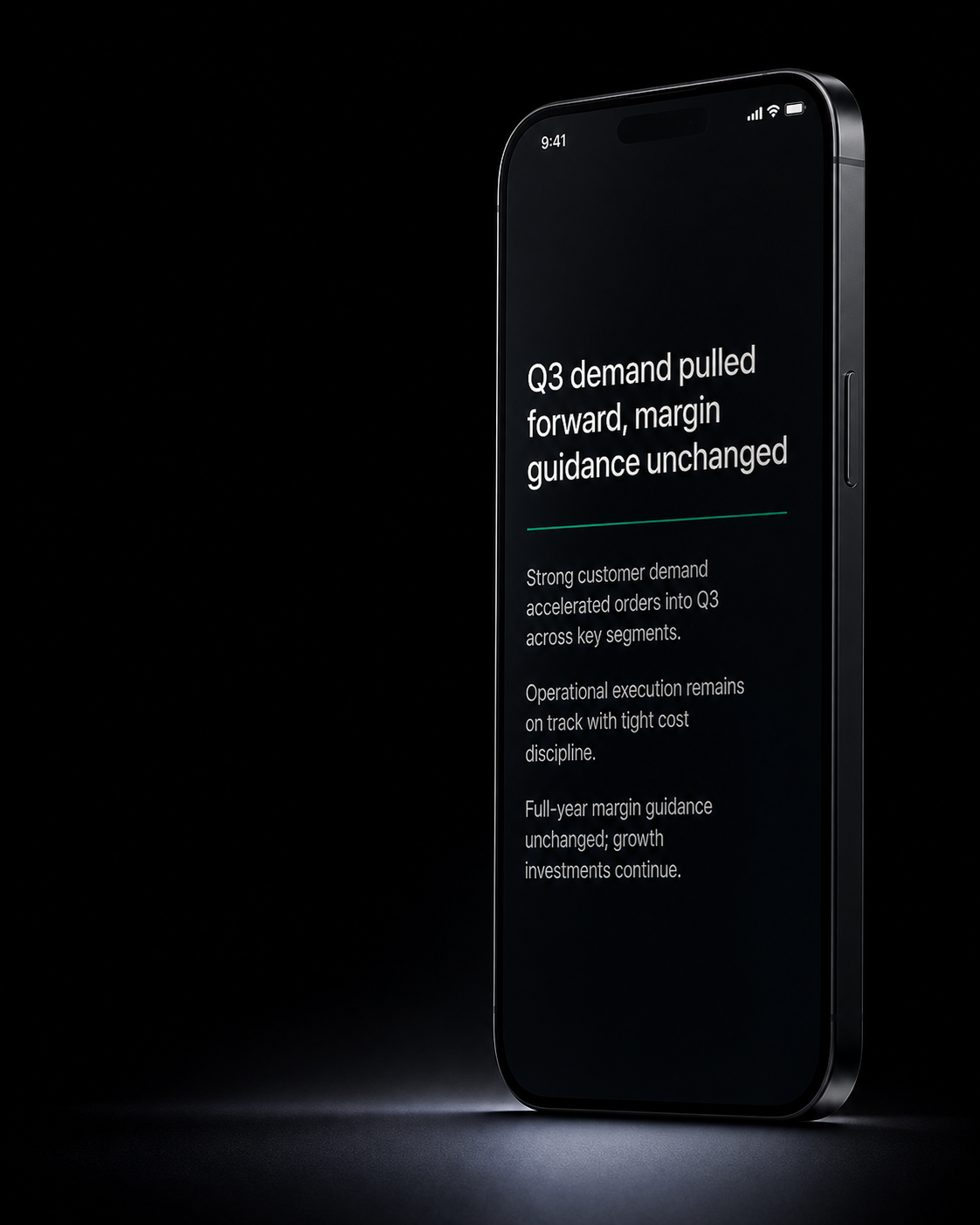 Xcelion app showing a single news briefing card on iPhone